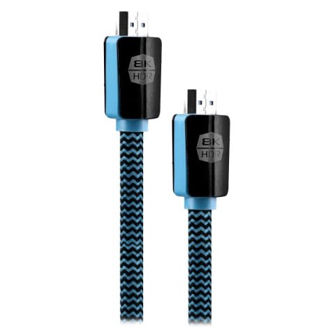 Cable t'nb hdmi male/male 19+1 broches hd ready 2,1,8k  cable 2m coloris noir / bleu