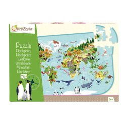 Puzzle éducatif, Planisphère - Multicolore