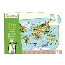 Puzzle 76 pièces, thème Planisfère. A partir de 6 ans.