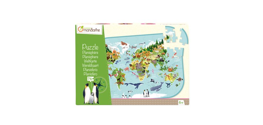 Puzzle éducatif, Planisphère - Multicolore