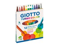Feutre coloriage giotto turbo color ultra longue durée pointe bloquée polyester indéformable étui accrochable 12 unités