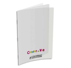 Cahier vie agrafé conquérant classique couverture polypropylène a4+ 24x32cm 96 pages 48 lignées 10mm/48 unies 90g
