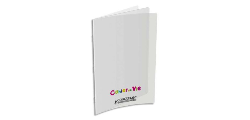 Cahier vie agrafé conquérant classique couverture polypropylène a4+ 24x32cm 96 pages 48 lignées 10mm/48 unies 90g
