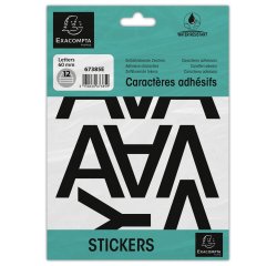 Pochette de lettres adhésives noires A-Z 60 mm - Noir