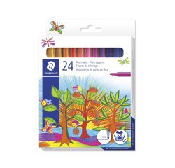 Stylo feutre staedtler 325 pointe moyenne 1mm pack de 24 couleurs assorties