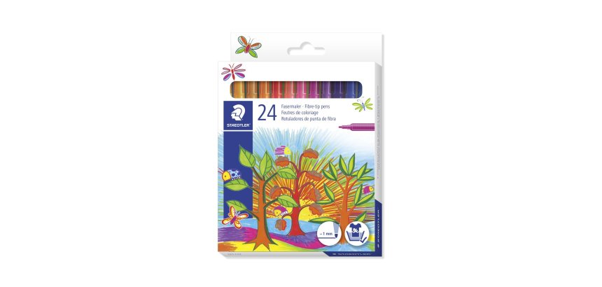 Stylo feutre staedtler 325 pointe moyenne 1mm pack de 24 couleurs assorties