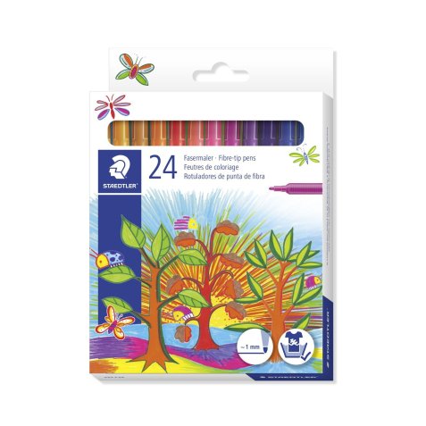 Stylo feutre staedtler 325 pointe moyenne 1mm pack de 24 couleurs assorties