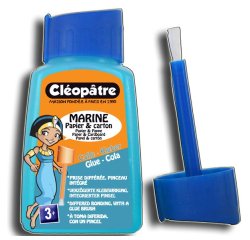 Colle marine cléopâtre papiers cartons fins lavable sans solvant coloris bleuté flacon 80g