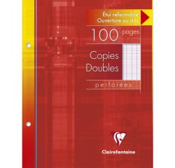 Copies doubles sous étui 17x22cm 100 pages perforées 2 trous grands carreaux