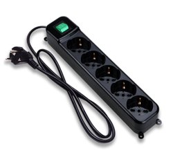 Tecnoware FMP5GIG prolunghe e multiple 1,5 m 5 presa(e) AC Interno Nero, Verde