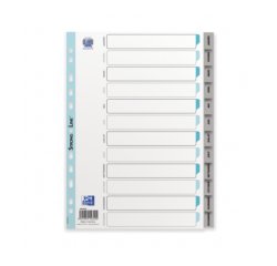 Intercalaires mensuels A4 12 positions polypro 12/100 gris