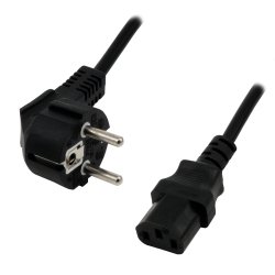 MCL Power Cable Black 2.0m Noir 2 m Coupleur C13 Prise d'alimentation type F