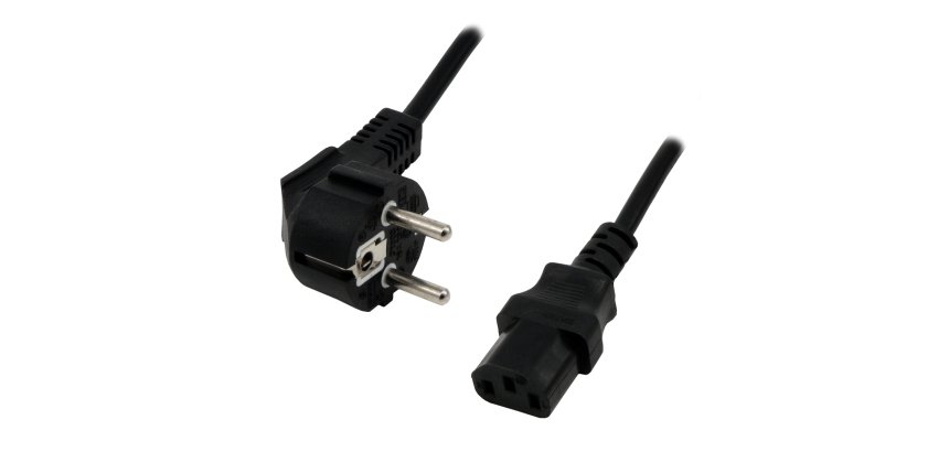 MCL Power Cable Black 2.0m Noir 2 m Coupleur C13 Prise d'alimentation type F