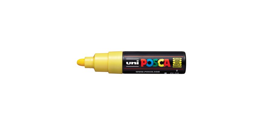 Marqueur peinture posca pc7m pointe large conique encre    inodore couvrante miscible    tous supports coloris jaune