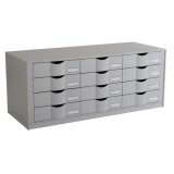 Blocs à tiroirs Pour le classement A4 ou 24x32 cm,12 tiroirs, H.32,9 x P.34,2 x L.81,3,Gris