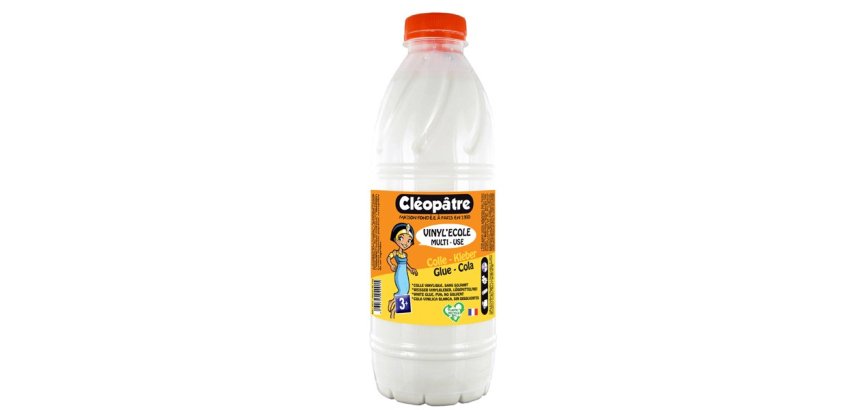 Colle vinylique cléopâtre blanche tous types travaux usage maison bureau nettoyage facile sans solvant flacon 1l