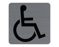 Plaque adhésive imitation aluminium Handicapés 7,5x7,5 cm - Gris
