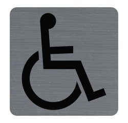 Plaque adhésive imitation aluminium Handicapés 7,5x7,5 cm - Gris