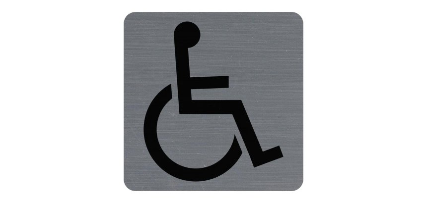Plaque adhésive imitation aluminium Handicapés 7,5x7,5 cm - Gris