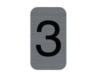 Plaque adhésive imitation Aluminium Chiffre 3 2,5x4,4 cm - Gris