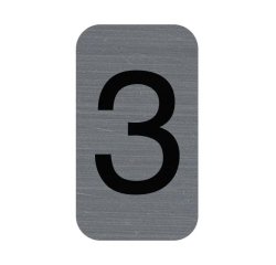 Plaque adhésive imitation Aluminium Chiffre 3 2,5x4,4 cm - Gris