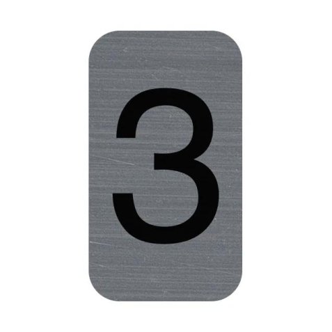 Plaque de signalisation chiffres '3', 25 x 44 mm