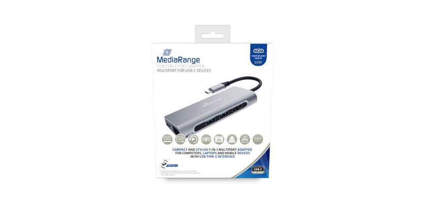 MediaRange MRCS510 USB 3.2 Gen 1 (3.1 Gen 1) Type-C Dockingstation Silber