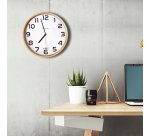 Pendule quartz Unilux baltic diamètre 31,5 cm hêtre / blanc