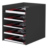 Bloc à 5 Cases Pour le classement des documents A4 ou 24x32 cm,H.31,8 x P.32,5 x L.25,8, Noir