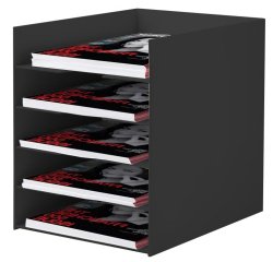 Module classement paperflow 5 cases polystyrène hauteur case 56mm 318x258x325mm coloris noir