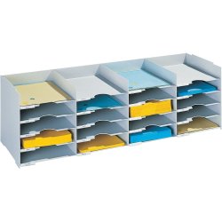 Bloc classeur à 20 cases fixes pour doc A4 capacité 500 feuilles L89,7 x H31,3 x P30,4 cm Gris