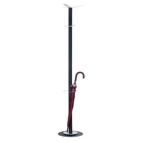 Portemanteau STEELRANGE 6 patères, acier Blanc, porte-parapluie, fut et base acier anthracite,