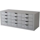Bloc classeur à 12 tiroirs pour documents 24 x 32 cm - Dimensions L81,3 x H32,9 x P34,2 cm Gris