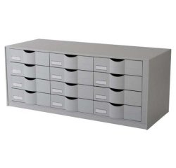 Bloc à tiroirs, 12 tiroirs, couleur: gris