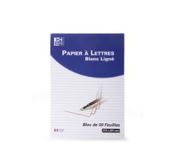 Bloc de correspondance Oxford endosse 210x297 100p optik p. ligne 8mm tete+pied blanc