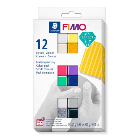 Boîte de 12 pains 25g FIMO EFFECT couleurs assorties