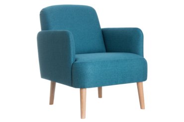 Fauteuil Brooks pied hêtre revêtement bleu