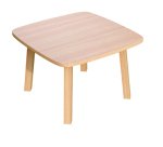 Table basse Woody en MDF replaqué hêtre, plateau 60 x 60 cm, piètement en bois massif