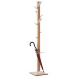 Portemanteau EASYCLOTH 6 patères polystyrène Blanc, fut bois massif hêtre, H178 cm et porte-par