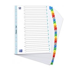 Intercalaires A4+ carte bristol blanche Oxford 26 onglets alphabétiques