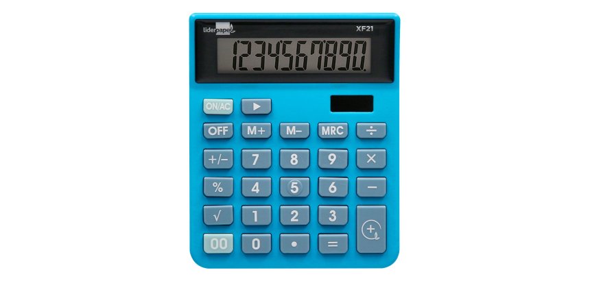 Calculadora liderpapel sobremesa xf21 10 digitos solar y pilas color azul 127x105x24 mm