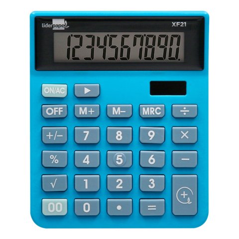 Calculadora liderpapel sobremesa xf21 10 digitos solar y pilas color azul 127x105x24 mm