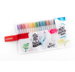 Pennarelli Pen 68 Brush - colori assortiti - Stabilo - rotolo 18 pezzi