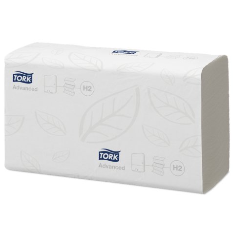Essuie-mains tork h2 pliés en z motif torsade écolabel coloris blanc paquet 190 unités