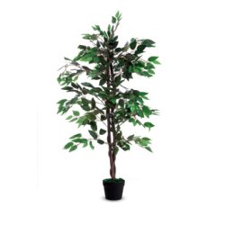 Plante artificielle Ficus feuillage en polyester Vert, livré dans pot standard, Hauteur 120 cm