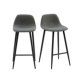 Lot de 2 tabourets MUST en polyester, pied noir, assise grise L50xP45xH73cm