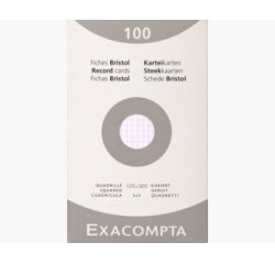 Fiches bristol, 125 x 200 mm, quadrillé, blanc