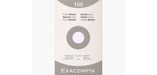 Étui de 100 fiches - bristol quadrillé 5x5 non perforé 125x200mm - Blanc