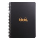 Addressbook Rhodiactive 90g reliure intégrale A5 160 pages pré-imprimé non micropreforé + poche - Noir