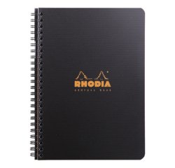 Addressbook Rhodiactive 90g reliure intégrale A5 160 pages pré-imprimé non micropreforé + poche - Noir